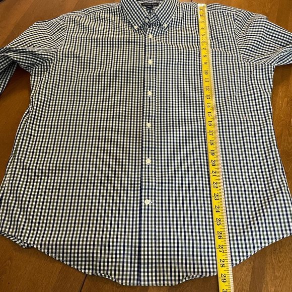 Land’s End Men's Black‎ Plaid Button Down Long Sleeve Shirt Top Sz 17-33 - Picture 5 of 9